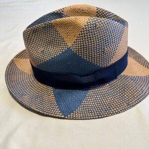 Stylish Bruno Capelo Cuban Collection Blue and Tan Fedora Hat
